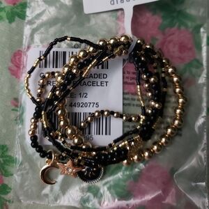 Torrid Gold and Black Beaded Bracelet Set Celestial